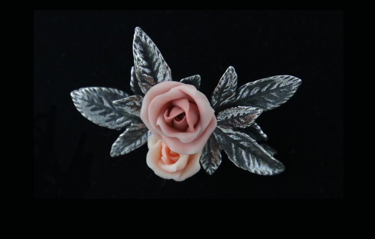 Brosche Silber Rose rosa
